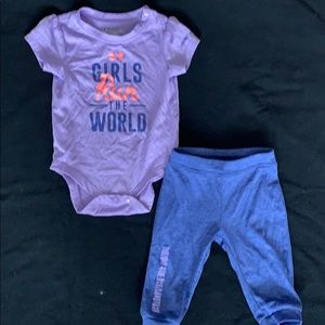 Matching Under Armour onesie with pants.
